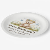 Wir können frühzeitig auf die Babydusche der Wildb Pappteller (Schrägansicht)