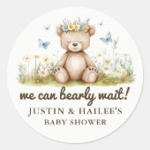 Wir können frühzeitig auf die Babydusche der Wildb Runder Aufkleber (Vorderseite)