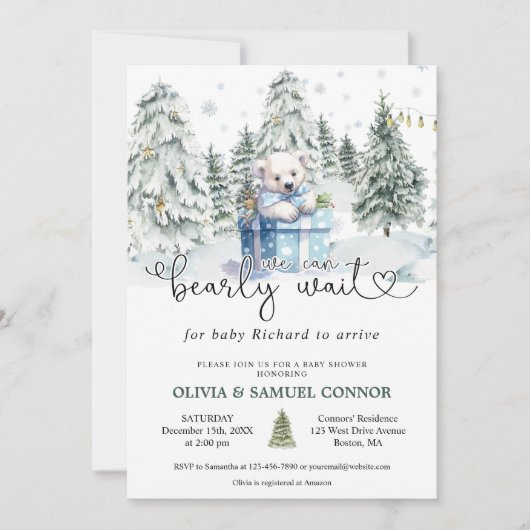 Wir können frühzeitig auf die Babydusche des Polar Einladung (Vorderseite)