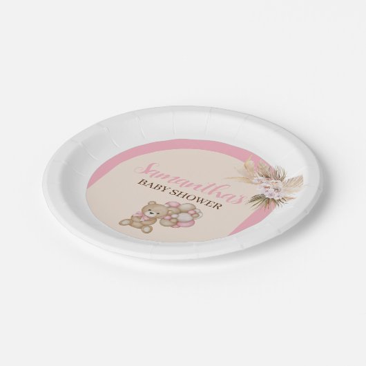 Wir können frühzeitig auf die Babydusche warten Pappteller (Schrägansicht)