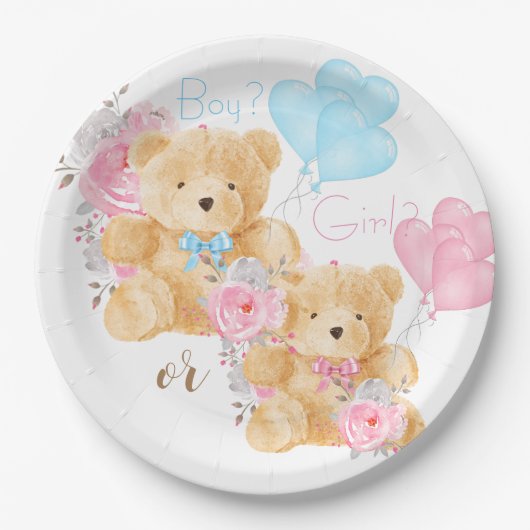 Wir können frühzeitig auf die Genderoffenbarung wa Pappteller (Vorderseite)