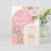 Wir können frühzeitig auf die Kinderdusche warten Einladung (Stehend Vorderseite)