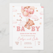 Wir können frühzeitig auf die Pink Teddy Bear Baby Einladung (Vorne/Hinten)