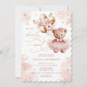 Wir können frühzeitig auf die Pink Teddy Bear Baby Einladung (Vorderseite)
