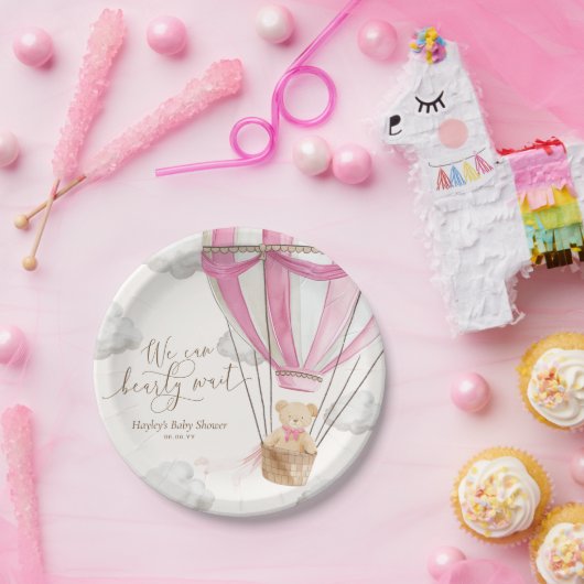 Wir können frühzeitig auf die Pink Teddy Bear Baby Pappteller (Party)