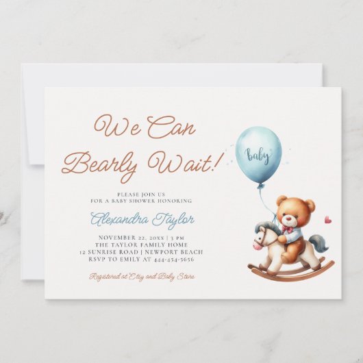 Wir können frühzeitig auf die Rocking Pferde Baby Einladung (Vorderseite)