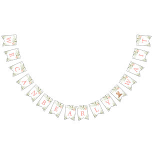 Wir können frühzeitig auf die rosa grüne Babydusch Wimpelkette