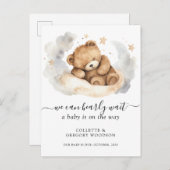 Wir können frühzeitig auf die schlafende Teddybäre Ankündigungspostkarte (Vorne/Hinten)