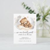 Wir können frühzeitig auf die schlafende Teddybäre Ankündigungspostkarte (Stehend Vorderseite)