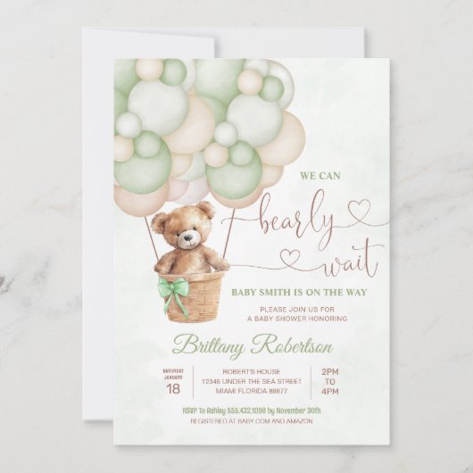 Wir können frühzeitig auf die Teddy Bear Babydusch Einladung (Vorderseite)