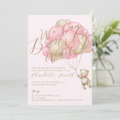 Wir können frühzeitig auf die Teddy Bear Balloons  Einladung (Stehend Vorderseite)