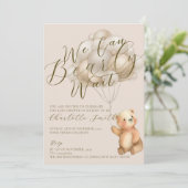 Wir können frühzeitig auf die Teddy Bear Balloons Einladung (Stehend Vorderseite)