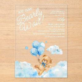 Wir können frühzeitig auf die Teddy Bear Blue Boy Acryleinladungen