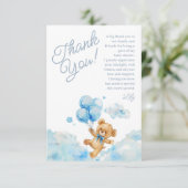 Wir können frühzeitig auf die Teddy Bear Blue Boy  Dankeskarte (Stehend Vorderseite)