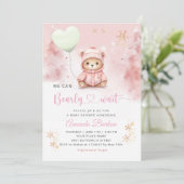Wir können frühzeitig auf die Teddy Bear Girl Baby Einladung (Stehend Vorderseite)