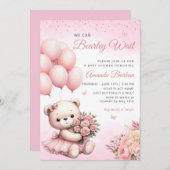 Wir können frühzeitig auf die Teddy Bear Girl Baby Einladung (Vorne/Hinten)