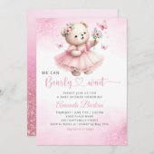 Wir können frühzeitig auf die Teddy Bear Girl Baby Einladung (Vorne/Hinten)