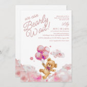 Wir können frühzeitig auf die Teddy Bear Girl Baby Einladung (Vorne/Hinten)