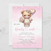 Wir können frühzeitig auf die Teddy Bear Girl Baby Einladung (Vorderseite)