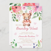 Wir können frühzeitig auf die Teddy Bear Girl Baby Einladung (Vorne/Hinten)