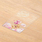 Wir können frühzeitig auf die Teddy Pink Girl Baby Acryleinladungen (Ablage )