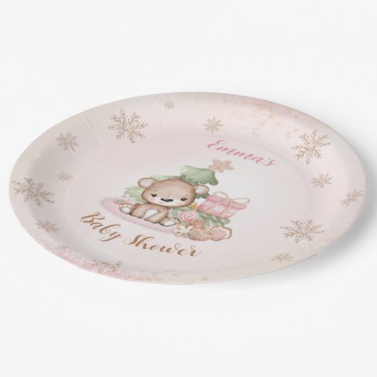 Wir können frühzeitig auf die Weihnachtsmädchendus Pappteller (Schrägansicht)