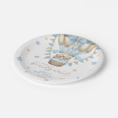 Wir können frühzeitig auf die Zwillingsjunge warte Pappteller (Schrägansicht)