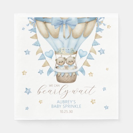 Wir können frühzeitig auf die Zwillingsjunge warte Serviette (Vorderseite)