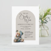 Wir können frühzeitig auf eine Aquarellbärendusche Einladung (Stehend Vorderseite)