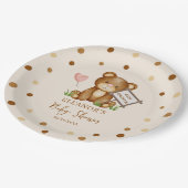 Wir können frühzeitig auf eine Babydusche abwarten Pappteller (Schrägansicht)