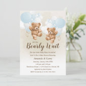 Wir können frühzeitig auf eine Babydusche für zwei Einladung (Stehend Vorderseite)