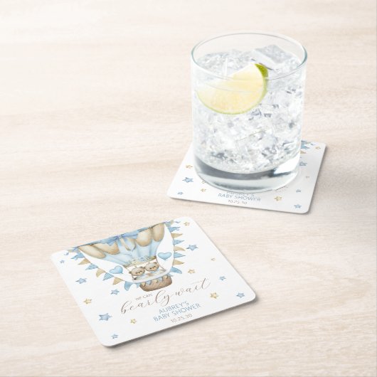 Wir können frühzeitig auf eine Babydusche mit zwei Rechteckiger Pappuntersetzer (Vor Ort)