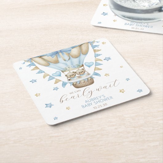 Wir können frühzeitig auf eine Babydusche mit zwei Rechteckiger Pappuntersetzer (angewinkelt)