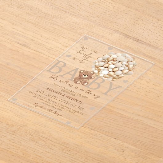 Wir können frühzeitig auf eine Babydusche warten Acryleinladungen (Ablage )