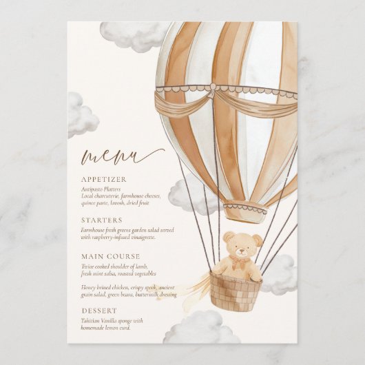 Wir können frühzeitig auf eine Babydusche warten Menükarte (Vorderseite)