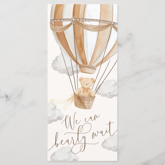 Wir können frühzeitig auf eine Babydusche warten Menükarte (Rückseite)