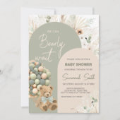 Wir können frühzeitig auf eine grüne Babydusche wa Einladung (Vorderseite)