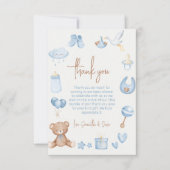 Wir können frühzeitig auf eine hellblaue Babydusch Dankeskarte (Vorderseite)