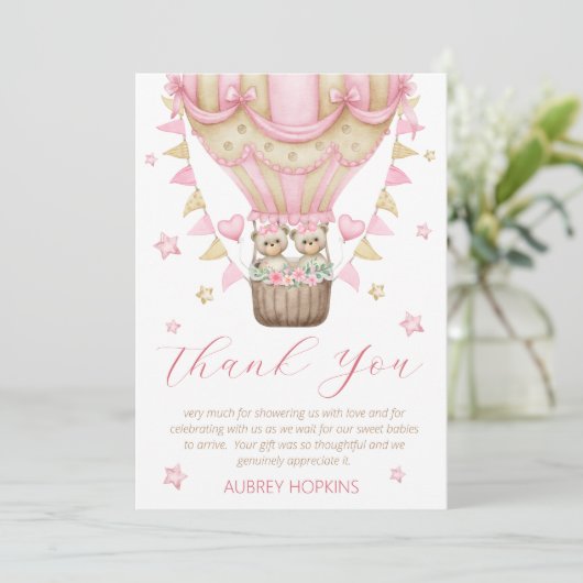 Wir können frühzeitig auf eine kleine Babydusche w Dankeskarte (Stehend Vorderseite)