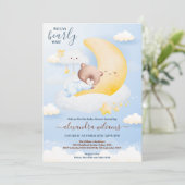 Wir können frühzeitig auf eine moderne Babywaage w Einladung (Stehend Vorderseite)