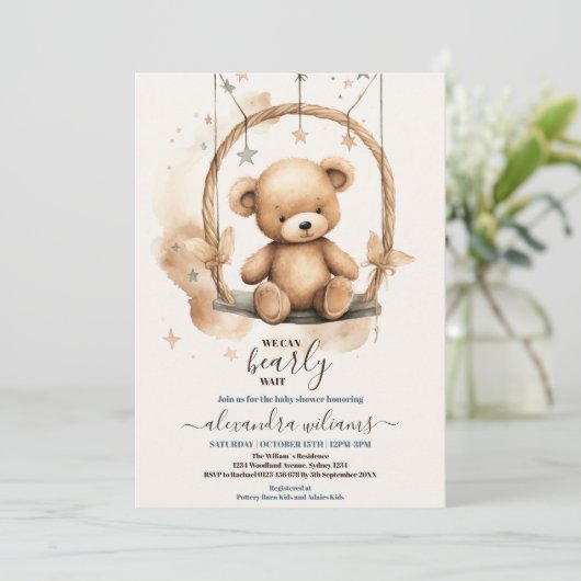 Wir können frühzeitig auf eine moderne Bärendusche Einladung (Stehend Vorderseite)