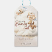 Wir können frühzeitig auf eine neutrale Babydusche Geschenkanhänger (Vorderseite)