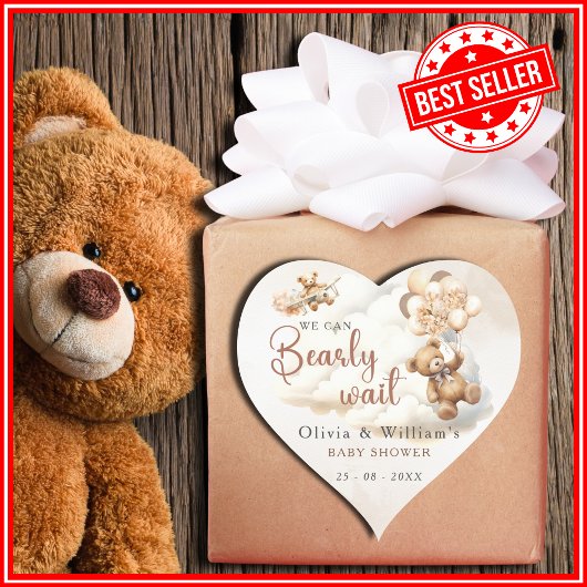 Wir können frühzeitig auf eine neutrale Babydusche Herz-Aufkleber