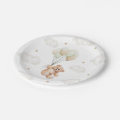 Wir können frühzeitig auf eine neutrale Babydusche Pappteller (Schrägansicht)