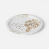 Wir können frühzeitig auf eine neutrale Babydusche Pappteller (Schrägansicht)