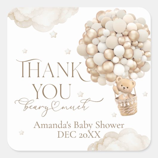 Wir können frühzeitig auf eine neutrale Babydusche Quadratischer Aufkleber (Vorderseite)