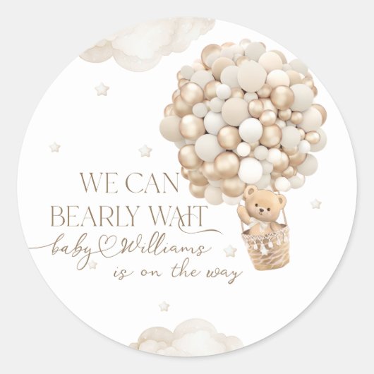 Wir können frühzeitig auf eine neutrale Babydusche Runder Aufkleber (Vorderseite)