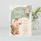 Wir können frühzeitig auf eine neutrale Boho Babyd Einladung (Stehend Vorderseite)