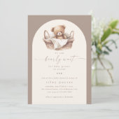 Wir können frühzeitig auf eine neutrale Boho Babyd Einladung (Stehend Vorderseite)