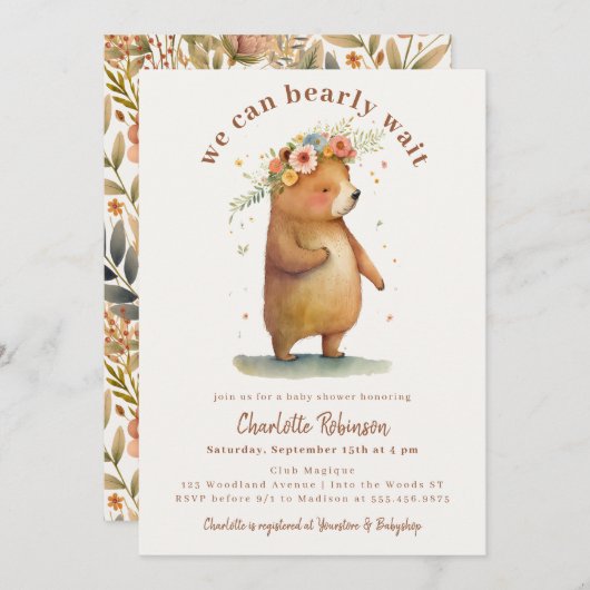 Wir können frühzeitig auf eine Niedliche Bärendusc Einladung (Vorne/Hinten)